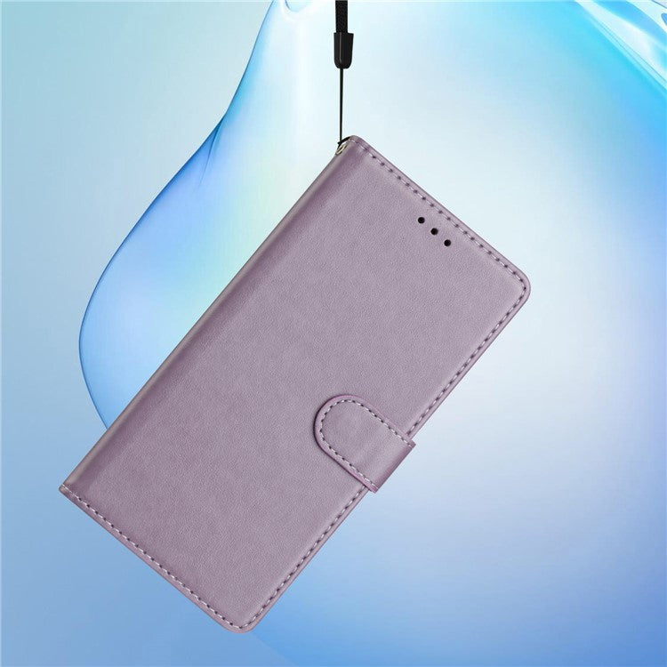 For Xiaomi Redmi Note 14 5G Leather Case Wallet Stand Phone Cover with Handy Strap - Purple