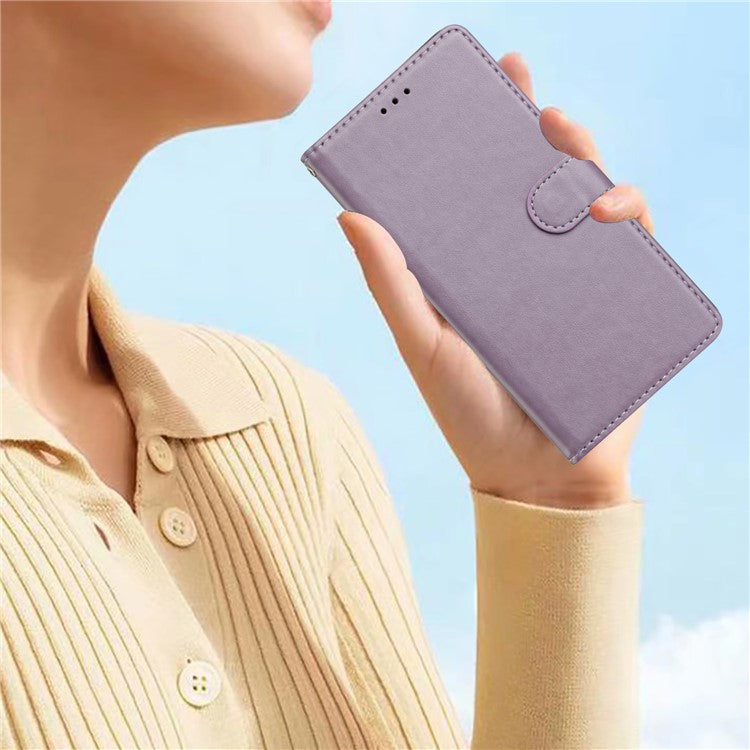 For Xiaomi Redmi Note 14 5G Leather Case Wallet Stand Phone Cover with Handy Strap - Purple