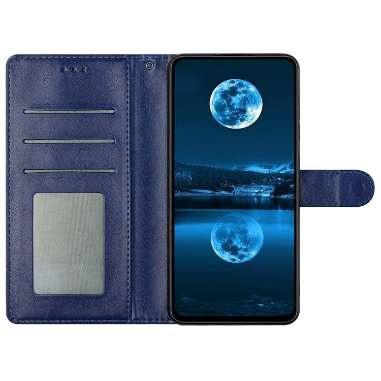 For Xiaomi Redmi Note 14 5G Leather Case Wallet Stand Phone Cover with Handy Strap - Blue