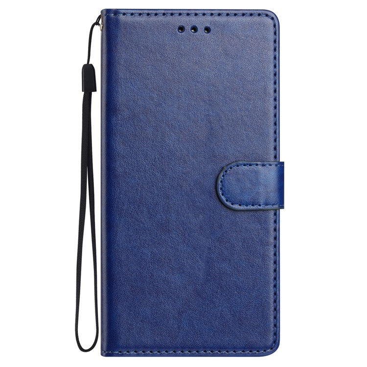 For Xiaomi Redmi Note 14 5G Leather Case Wallet Stand Phone Cover with Handy Strap - Blue