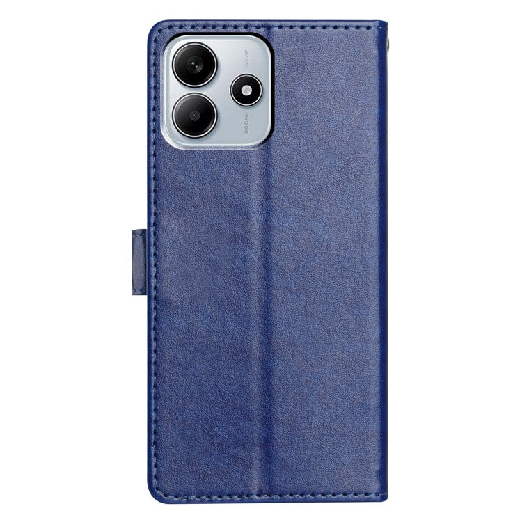 For Xiaomi Redmi Note 14 5G Leather Case Wallet Stand Phone Cover with Handy Strap - Blue