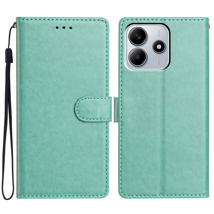 For Xiaomi Redmi Note 14 5G Leather Case Wallet Stand Phone Cover with Handy Strap - Green