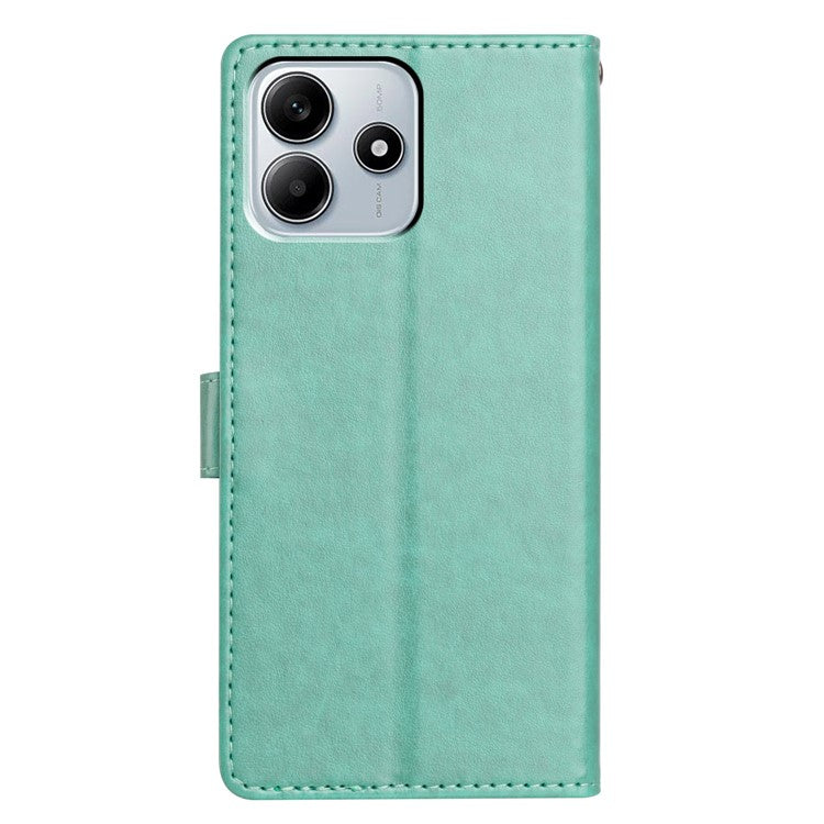 For Xiaomi Redmi Note 14 5G Leather Case Wallet Stand Phone Cover with Handy Strap - Green