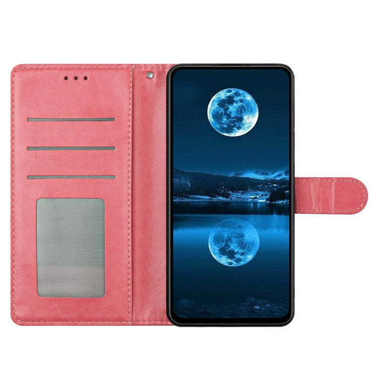 For Xiaomi Redmi Note 14 5G Leather Case Wallet Stand Phone Cover with Handy Strap - Pink