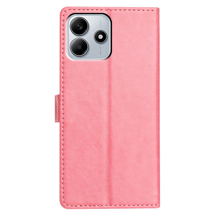 For Xiaomi Redmi Note 14 5G Leather Case Wallet Stand Phone Cover with Handy Strap - Pink