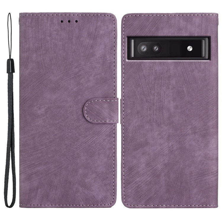 For Google Pixel 9a Case with Card Clots Skin-Touch PU Leather Phone Cover Stand - Purple