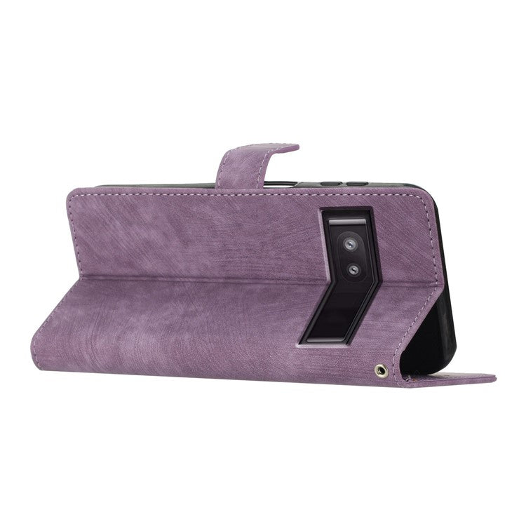 For Google Pixel 9a Case with Card Clots Skin-Touch PU Leather Phone Cover Stand - Purple