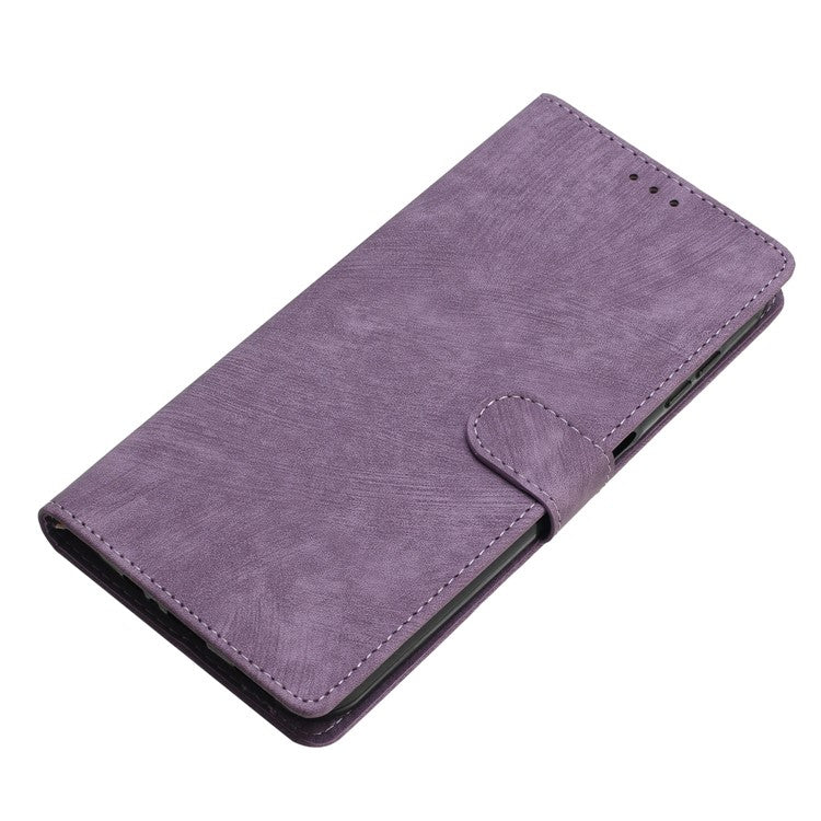 For Google Pixel 9a Case with Card Clots Skin-Touch PU Leather Phone Cover Stand - Purple