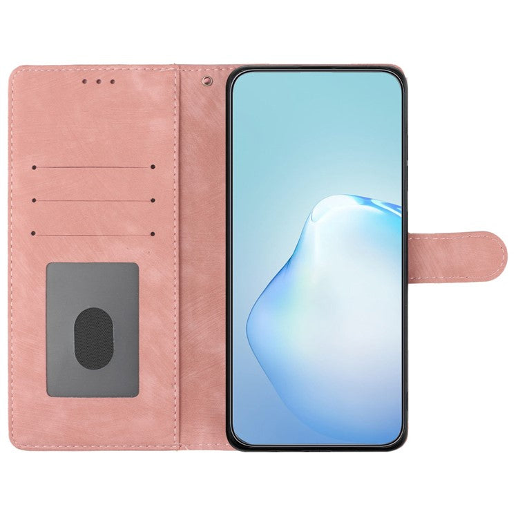 For Google Pixel 9a Case with Card Clots Skin-Touch PU Leather Phone Cover Stand - Pink