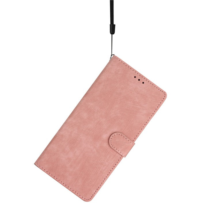 For Google Pixel 9a Case with Card Clots Skin-Touch PU Leather Phone Cover Stand - Pink