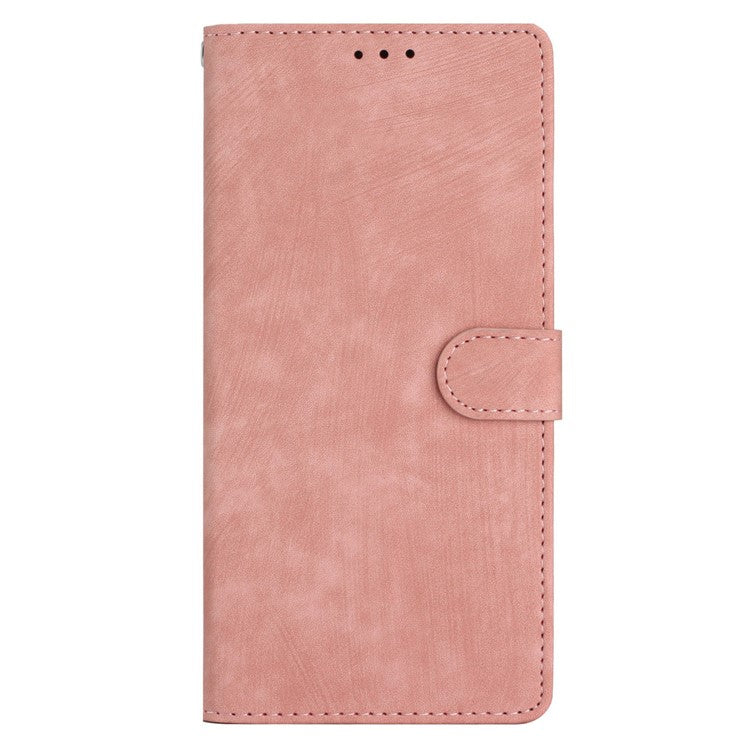 For Google Pixel 9a Case with Card Clots Skin-Touch PU Leather Phone Cover Stand - Pink