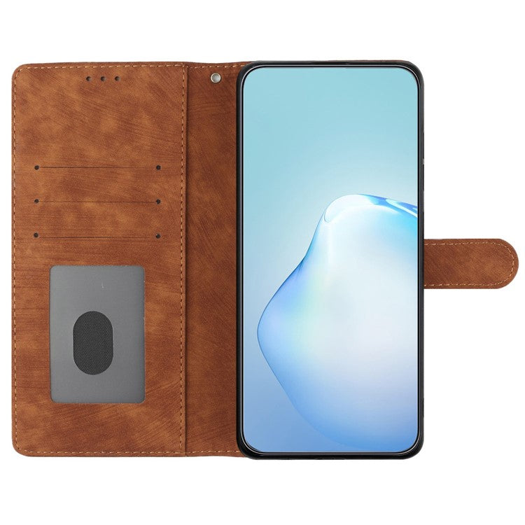 For Google Pixel 9a Case with Card Clots Skin-Touch PU Leather Phone Cover Stand - Brown