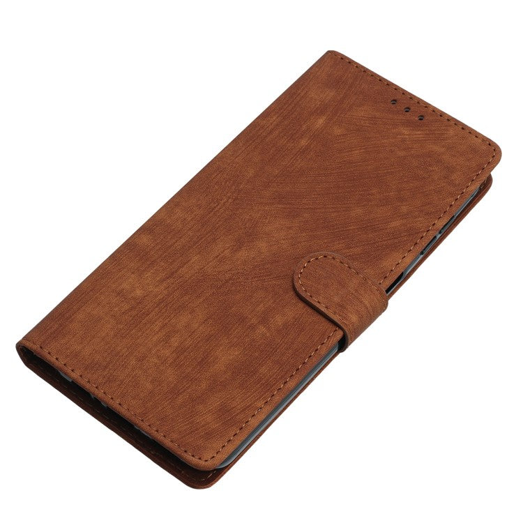 For Google Pixel 9a Case with Card Clots Skin-Touch PU Leather Phone Cover Stand - Brown