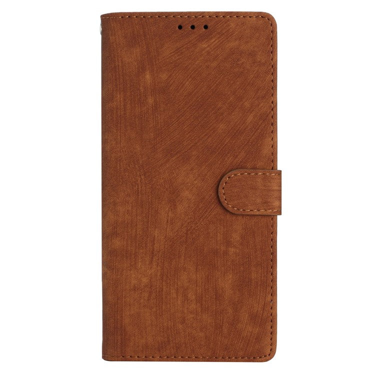 For Google Pixel 9a Case with Card Clots Skin-Touch PU Leather Phone Cover Stand - Brown