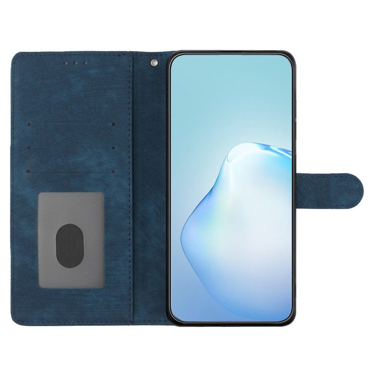 For Google Pixel 9a Case with Card Clots Skin-Touch PU Leather Phone Cover Stand - Blue