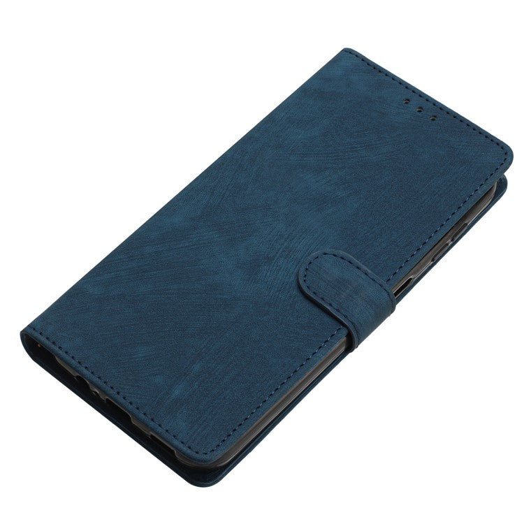 For Google Pixel 9a Case with Card Clots Skin-Touch PU Leather Phone Cover Stand - Blue