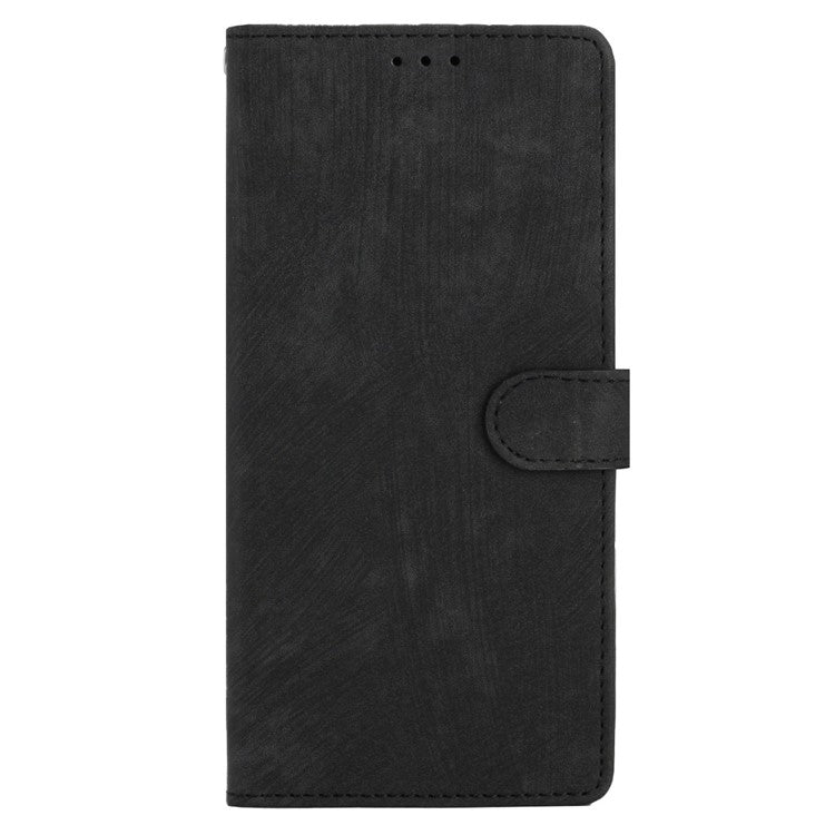 For Google Pixel 9a Case with Card Clots Skin-Touch PU Leather Phone Cover Stand - Black