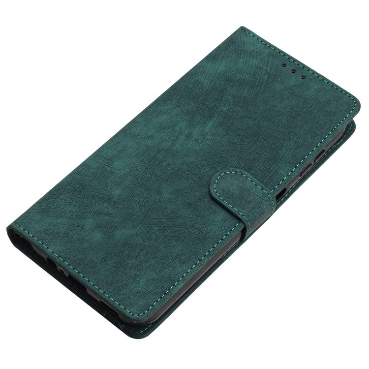 For Google Pixel 9a Case with Card Clots Skin-Touch PU Leather Phone Cover Stand - Green