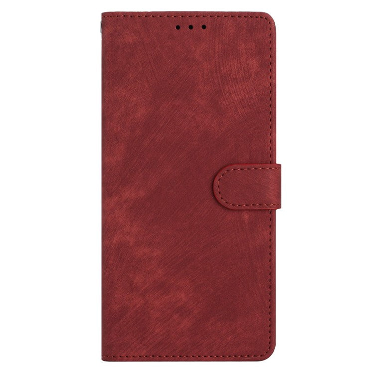 For Google Pixel 9a Case with Card Clots Skin-Touch PU Leather Phone Cover Stand - Red