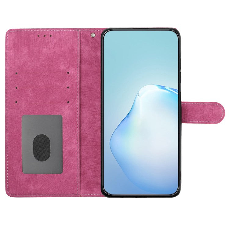 For Google Pixel 9a Case with Card Clots Skin-Touch PU Leather Phone Cover Stand - Rose