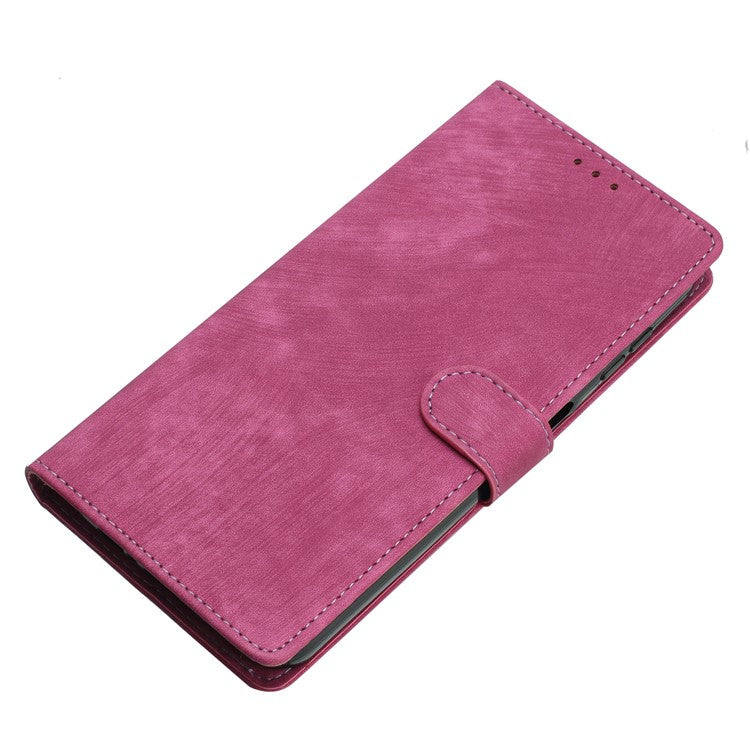 For Google Pixel 9a Case with Card Clots Skin-Touch PU Leather Phone Cover Stand - Rose