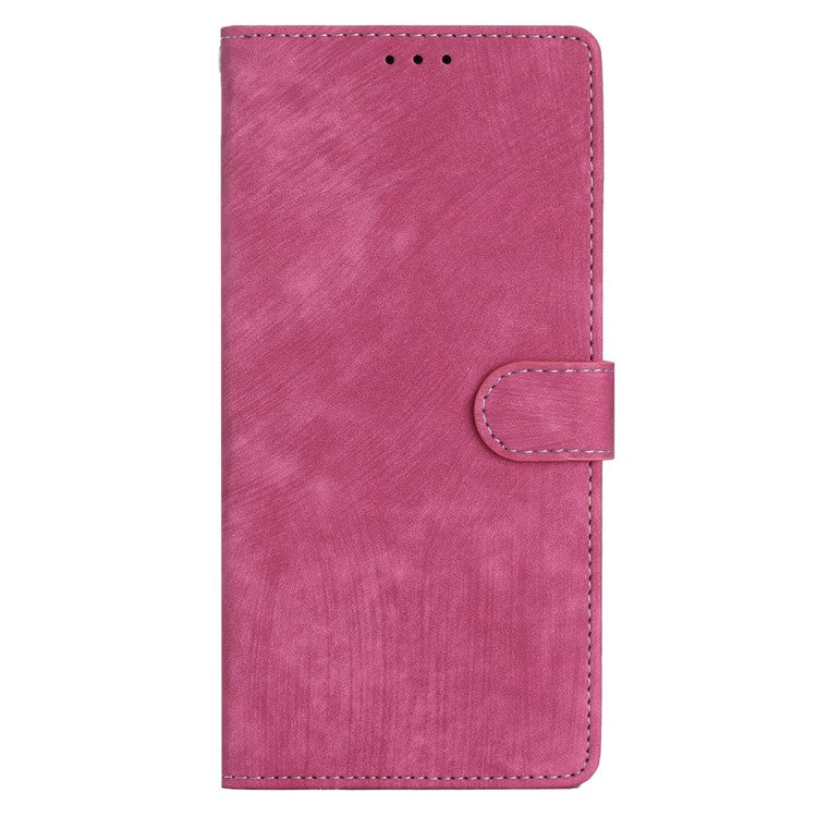 For Google Pixel 9a Case with Card Clots Skin-Touch PU Leather Phone Cover Stand - Rose