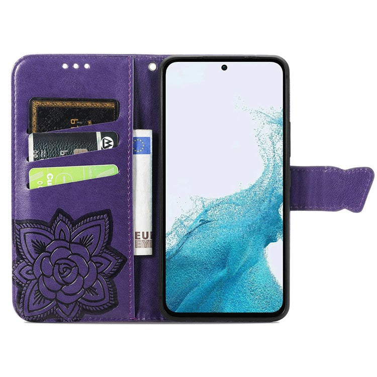 For Samsung Galaxy A36 5G / A56 5G Case PU Leather Wallet Phone Cover Butterfly Pattern - Dark Purple