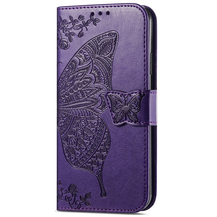 For Samsung Galaxy A36 5G / A56 5G Case PU Leather Wallet Phone Cover Butterfly Pattern - Dark Purple