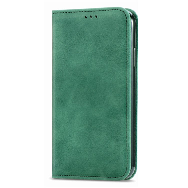 For Xiaomi Redmi Note 14 5G Case Skin Touch Feeling Leather Card Holder Phone Cover Magnetic Absorption - Green