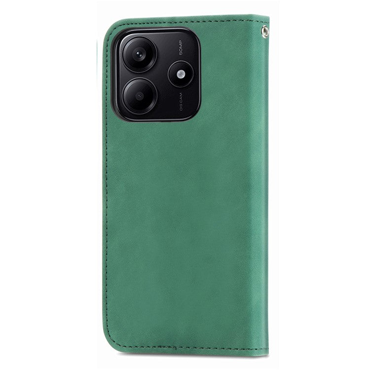 For Xiaomi Redmi Note 14 5G Case Skin Touch Feeling Leather Card Holder Phone Cover Magnetic Absorption - Green