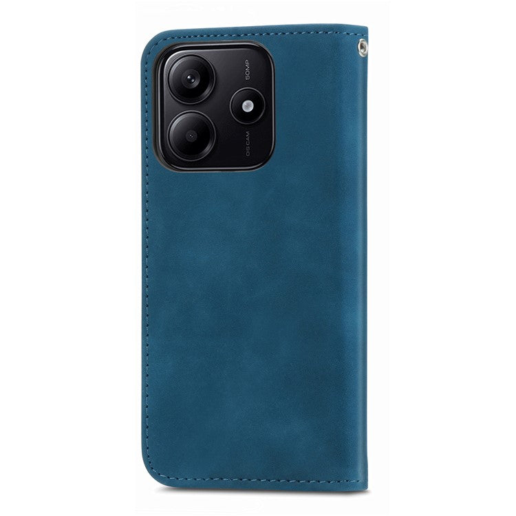 For Xiaomi Redmi Note 14 5G Case Skin Touch Feeling Leather Card Holder Phone Cover Magnetic Absorption - Dark Blue