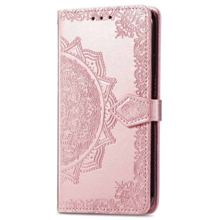 For Xiaomi Redmi Note 14 5G Wallet Case Mandala Flower Leather Phone Cover Stand View - Rose Gold