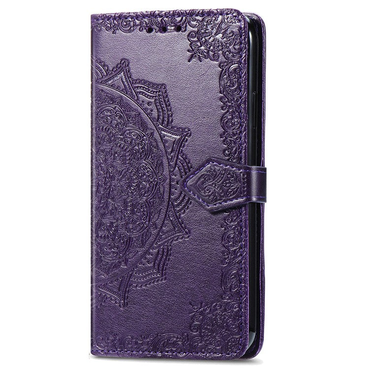 For Xiaomi Redmi Note 14 5G Wallet Case Mandala Flower Leather Phone Cover Stand View - Purple