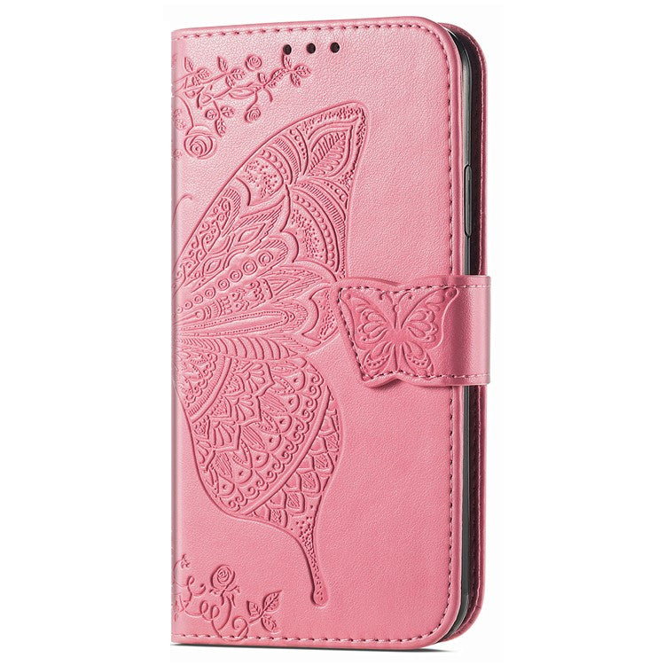 For Xiaomi Redmi Note 14 5G Case PU Leather Wallet Phone Cover Butterfly Pattern - Pink