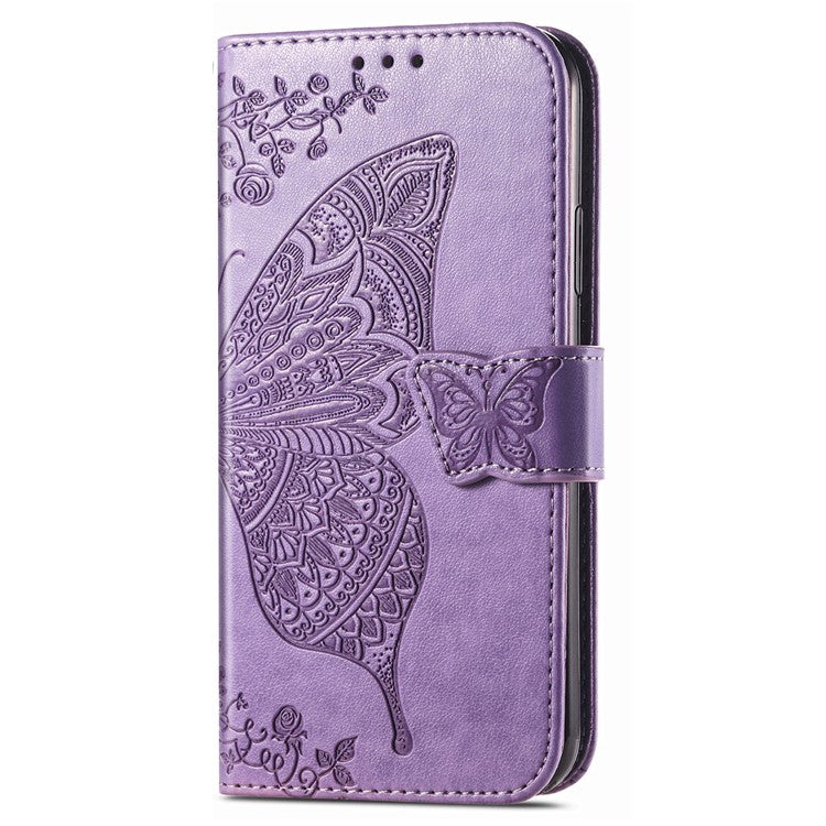 For Xiaomi Redmi Note 14 5G Case PU Leather Wallet Phone Cover Butterfly Pattern - Light Purple