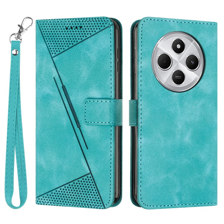 For Xiaomi Poco C75 4G / Redmi 14R 5G / 14C 4G Case Handbag Imprinted Triangle Leather Phone Cover - Green