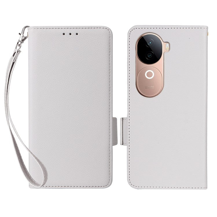 For vivo V40e 5G / iQOO Z9s 5G Case Litchi Texture PU Leather Wallet Flip Phone Cover - White