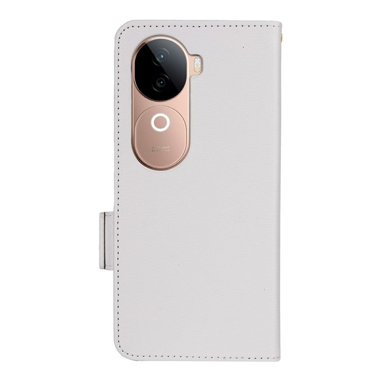 For vivo V40e 5G / iQOO Z9s 5G Case Litchi Texture PU Leather Wallet Flip Phone Cover - White