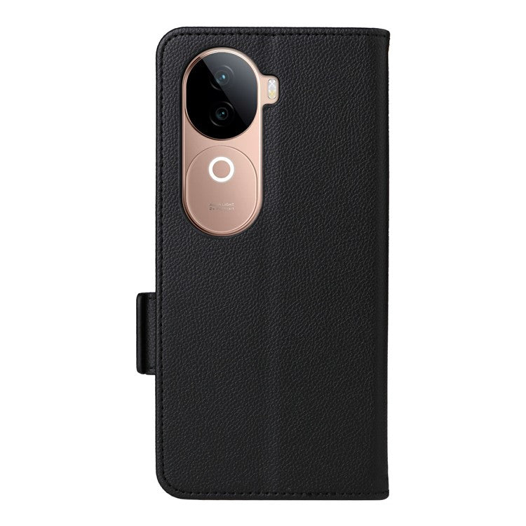 For vivo V40e 5G / iQOO Z9s 5G Case Litchi Texture PU Leather Wallet Flip Phone Cover - Black