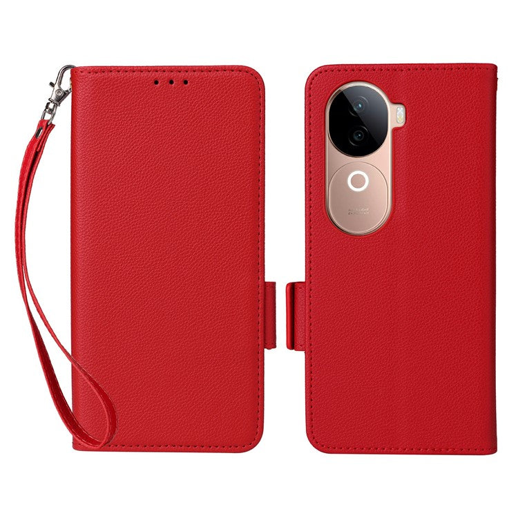 For vivo V40e 5G / iQOO Z9s 5G Case Litchi Texture PU Leather Wallet Flip Phone Cover - Red