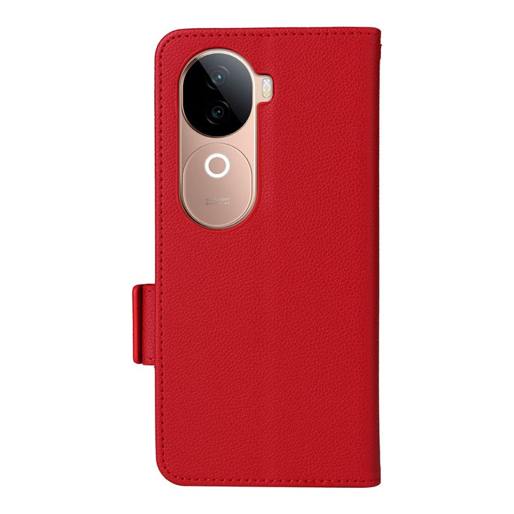 For vivo V40e 5G / iQOO Z9s 5G Case Litchi Texture PU Leather Wallet Flip Phone Cover - Red