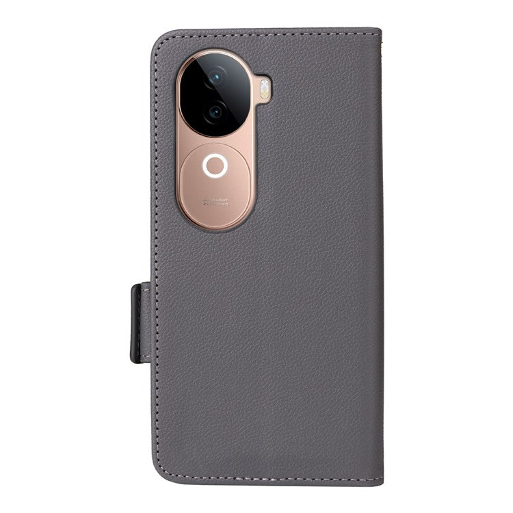 For vivo V40e 5G / iQOO Z9s 5G Case Litchi Texture PU Leather Wallet Flip Phone Cover - Grey