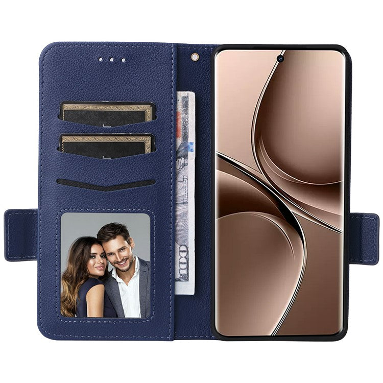 For vivo V40e 5G / iQOO Z9s 5G Case Litchi Texture PU Leather Wallet Flip Phone Cover - Dark Blue