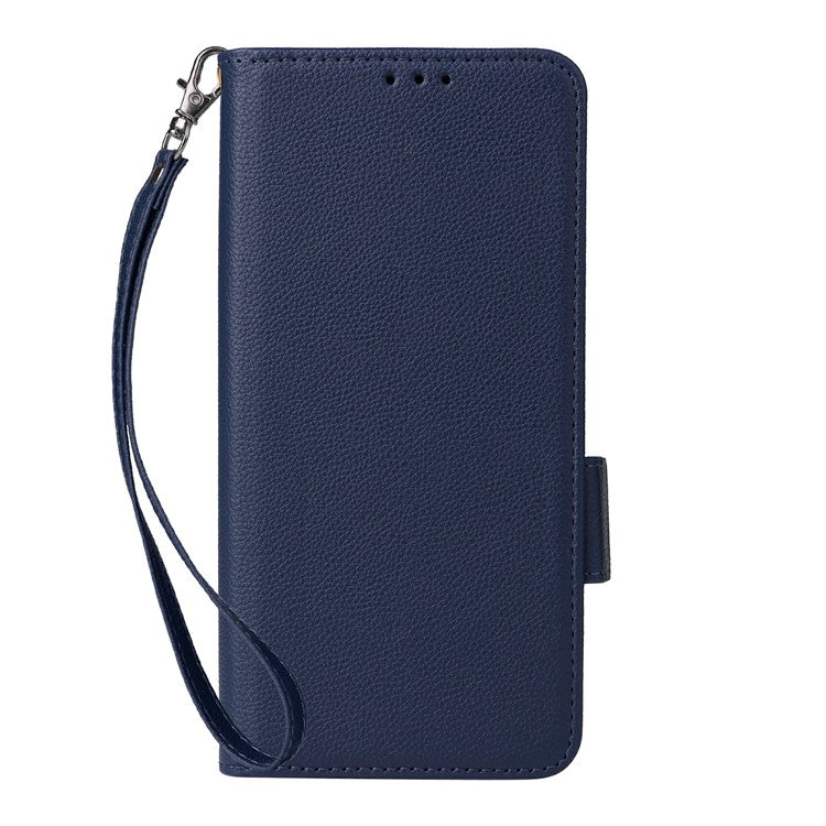 For vivo V40e 5G / iQOO Z9s 5G Case Litchi Texture PU Leather Wallet Flip Phone Cover - Dark Blue