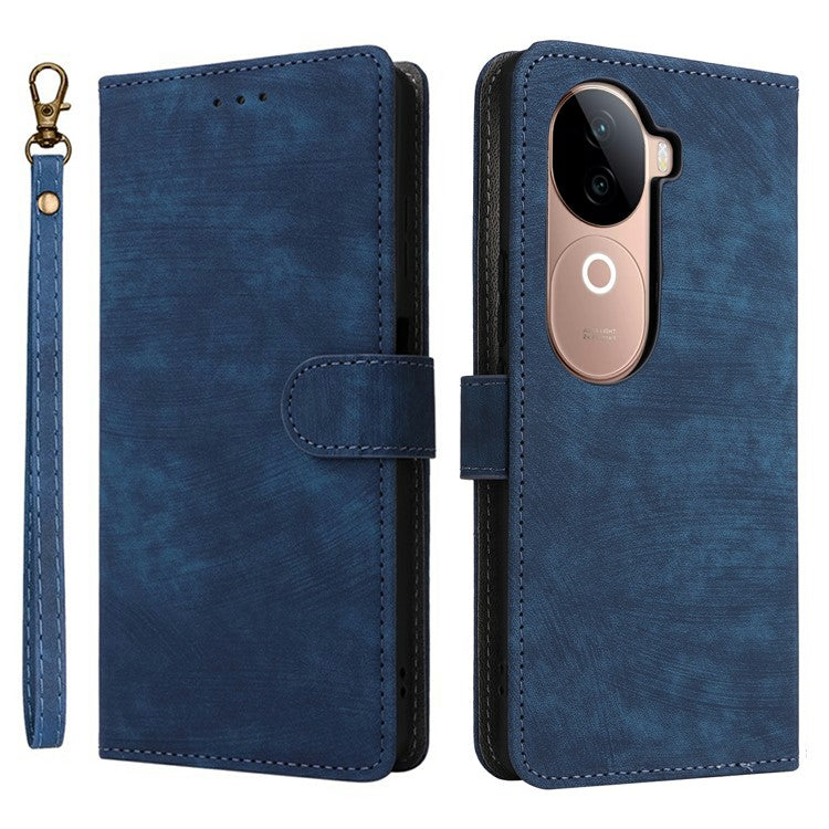 For vivo V40e 5G / iQOO Z9s 5G Wallet Phone Case RFID Blocking PU Leather Flip Cover Stand View - Blue