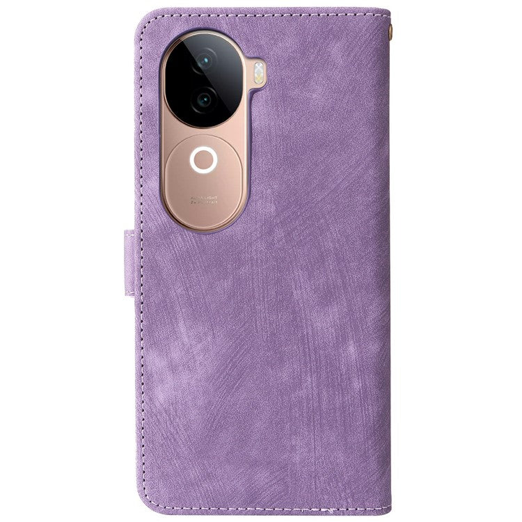 For vivo V40e 5G / iQOO Z9s 5G Wallet Phone Case RFID Blocking PU Leather Flip Cover Stand View - Purple