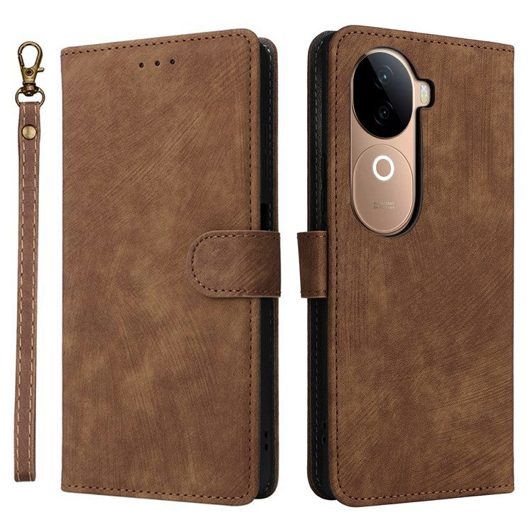 For vivo V40e 5G / iQOO Z9s 5G Wallet Phone Case RFID Blocking PU Leather Flip Cover Stand View - Brown