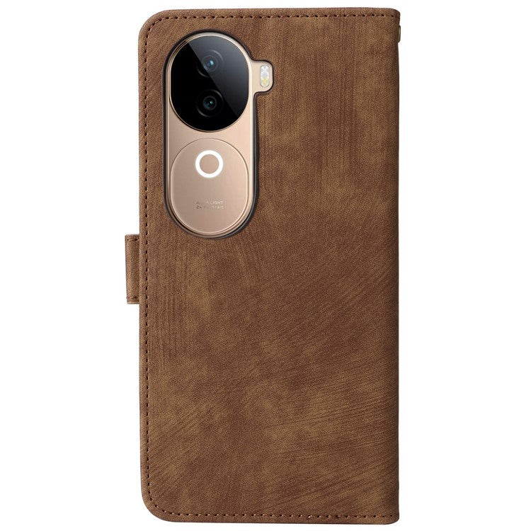 For vivo V40e 5G / iQOO Z9s 5G Wallet Phone Case RFID Blocking PU Leather Flip Cover Stand View - Brown