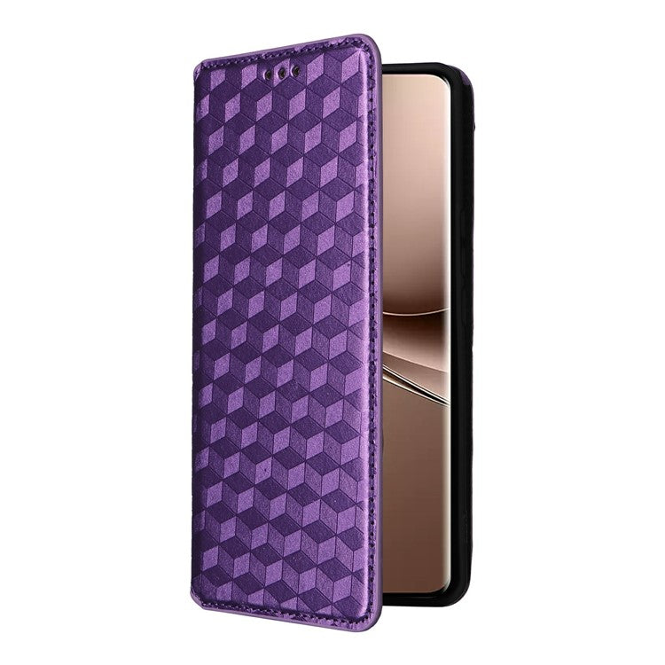 For vivo V40e 5G / iQOO Z9s 5G Wallet Case Rhombus Imprinted Leather Phone Cover - Purple