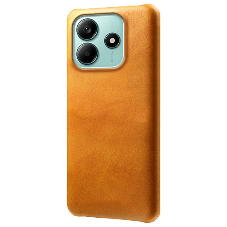 For Xiaomi Redmi Note 14 5G Case Calf Texture PU Leather Hard PC Protective Phone Cover - Orange